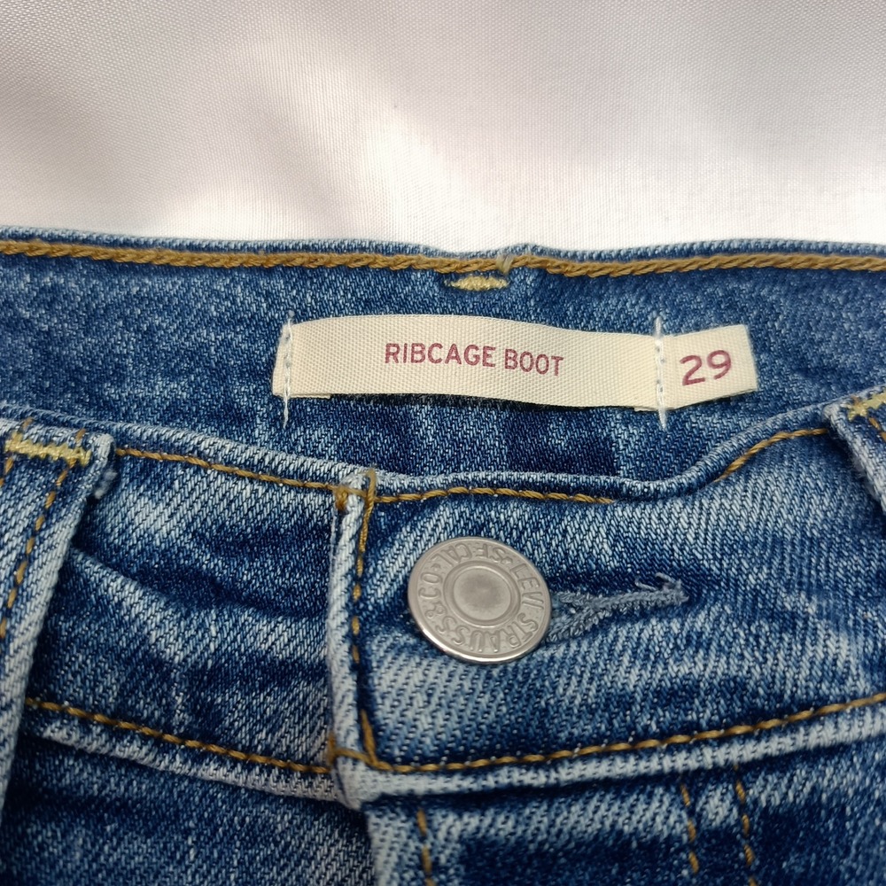 Levis Ribcage Bootcut Jeans Womens 29 High Rise Button Fly Blue Denim (26x31.5)
